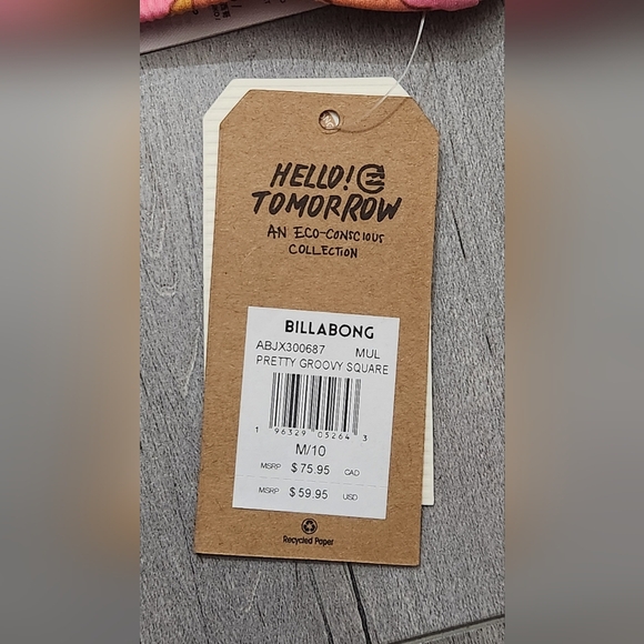 Billabong Pretty Groovy Square Bralette Bikini Top ABJX300687 Womens Sz M/10 NWT - Picture 3 of 10